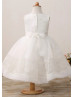 Ivory Lace Organza Flower Girl Dress With Bow
